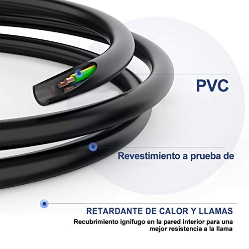 EXTRASTAR Cable de Alimentacion,1.5M ES Schuko Cable de alimentación para PC, Monitor, Televisión, Proyector, Cable IEC Negro de 3 Pines IEC320 C13 H05VV-F 3 * 0.75mm² …