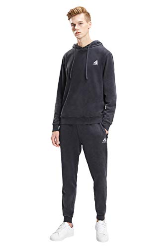 Extreme Pop Hombre Resistente al Aceite Anti-incrustante Impermeable Reversible Chaqueta Exterior suéter Jogger Conjuntos de Tres Piezas Ropa Deportiva UK Stock (S, Negro)