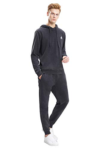 Extreme Pop Hombre Resistente al Aceite Anti-incrustante Impermeable Reversible Chaqueta Exterior suéter Jogger Conjuntos de Tres Piezas Ropa Deportiva UK Stock (S, Negro)