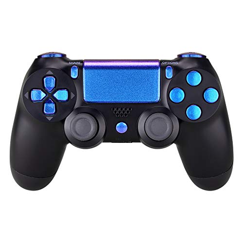 eXtremeRate Botones para PS4 Mando Teclas de Repuesto D-Pad R1 L1 R2 L2 Disparador Botón Touchpad Home Share Acción Botón Opciones Kit para Playstation 4 Mando Slim Pro CUH-ZCT2(De Azul a Violeta)