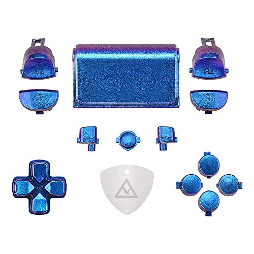 eXtremeRate Botones para PS4 Mando Teclas de Repuesto D-Pad R1 L1 R2 L2 Disparador Botón Touchpad Home Share Acción Botón Opciones Kit para Playstation 4 Mando Slim Pro CUH-ZCT2(De Azul a Violeta)