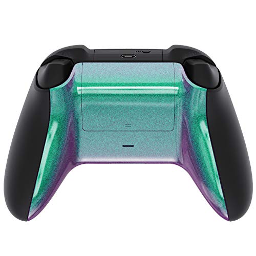 eXtremeRate Carcasa Trasera para Xbox Series S Xbox Series X Control Funda Protector con Placa de Batería Cubierta Posterior para Xbox Series S X Mando-No Incluye Shell de Grip(Violeta a Verde)