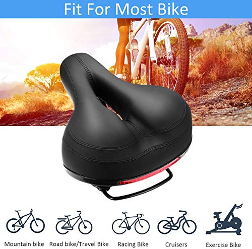 Exuan Comfortable Bike Seat Bicycle Saddle Thickening of The Memory Foam Waterproof Replacement Leather Bike Saddle on Your Mountain Bike for Women and Men with Big Bottoms