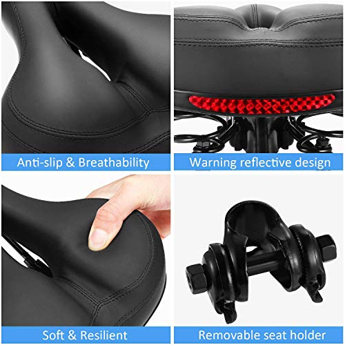 Exuan Comfortable Bike Seat Bicycle Saddle Thickening of The Memory Foam Waterproof Replacement Leather Bike Saddle on Your Mountain Bike for Women and Men with Big Bottoms