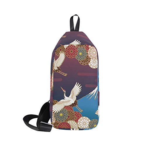 EZIOLY Fuji Mochila de Hombro con grúas de montaña y Flores para Hombres y Mujeres