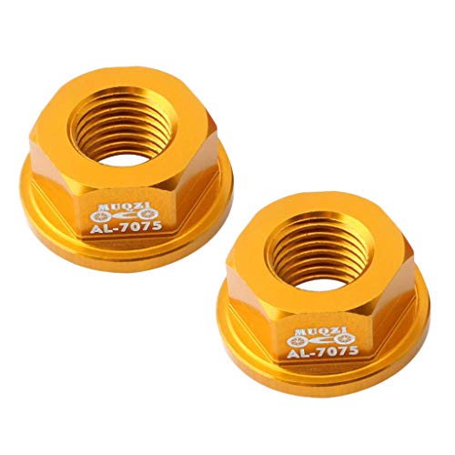 F Fityle 2 Piezas Tuercas Ligeras Niños Equilibrio Rueda de Bicicleta Fixie Eje M8 ​​Tuerca de Rueda - Dorado, 8mm