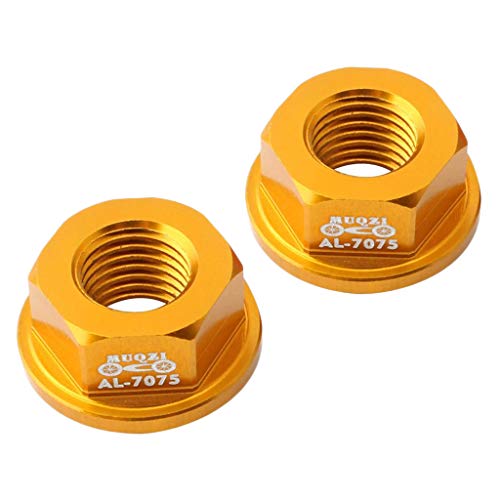 F Fityle 2 Piezas Tuercas Ligeras Niños Equilibrio Rueda de Bicicleta Fixie Eje M8 ​​Tuerca de Rueda - Dorado, 8mm