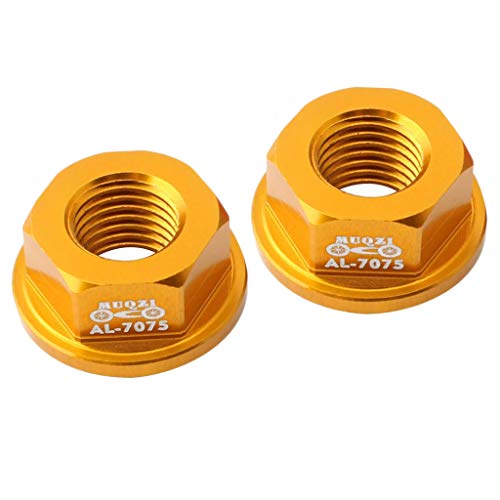 F Fityle 2 Piezas Tuercas Ligeras Niños Equilibrio Rueda de Bicicleta Fixie Eje M8 ​​Tuerca de Rueda - Dorado, 8mm