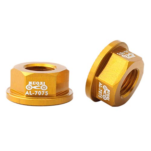 F Fityle 2 Piezas Tuercas Ligeras Niños Equilibrio Rueda de Bicicleta Fixie Eje M8 ​​Tuerca de Rueda - Dorado, 8mm