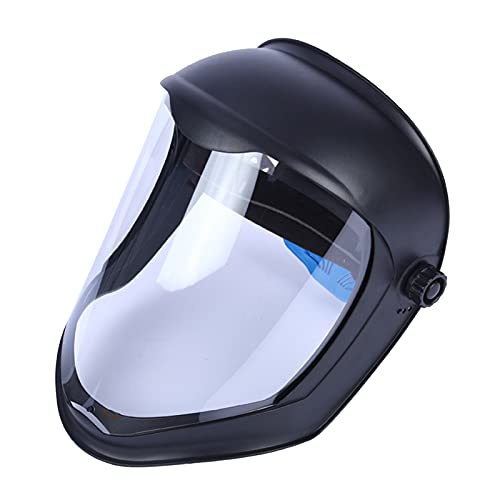 F Fityle Escudo Facial Casco de Soldadura con Lente Transparente de Pantalla de Policarbonato Sin Recubrimiento Anti-UV Protección de Ojos Cara Completa - Máscara doble diadema