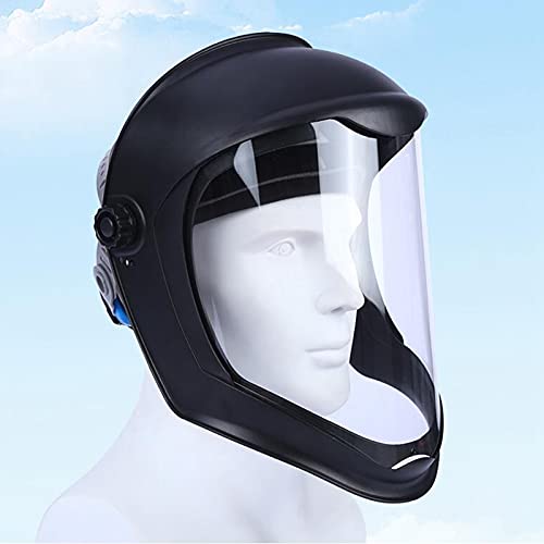 F Fityle Escudo Facial Casco de Soldadura con Lente Transparente de Pantalla de Policarbonato Sin Recubrimiento Anti-UV Protección de Ojos Cara Completa - Máscara doble diadema
