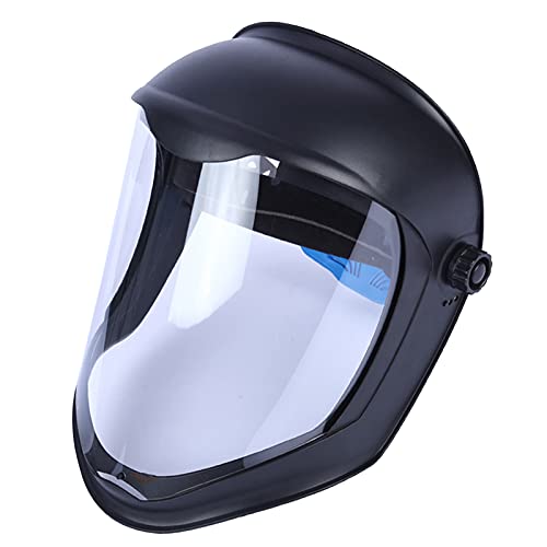 F Fityle Escudo Facial Casco de Soldadura con Lente Transparente de Pantalla de Policarbonato Sin Recubrimiento Anti-UV Protección de Ojos Cara Completa - Máscara doble diadema