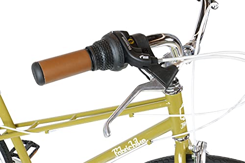 FabricBike Portobello - Bicicleta de Paseo Mujer, Bicicleta Urbana Vintage Retro, Bicicleta de Ciudad Estilo Holandesa con Cambios Shimano Sillín Confortable. (Portobello Olive)