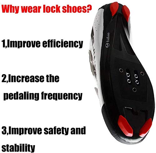 FACAI Zapatillas De Carretera para Hombre Pedales Zapatillas Deportivas para Montar En Bicicleta Zapatillas De Carretera Transpirables con Cierre Automático,White-41