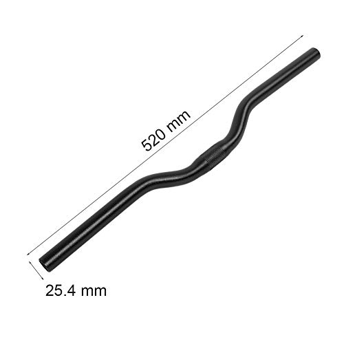 Fafeims Barra elevadora de Bicicleta Barra Plana de aleación de Aluminio 25.4 mm * 520 mm Manillar Largo para Bicicleta de montaña de Carretera(Negro)