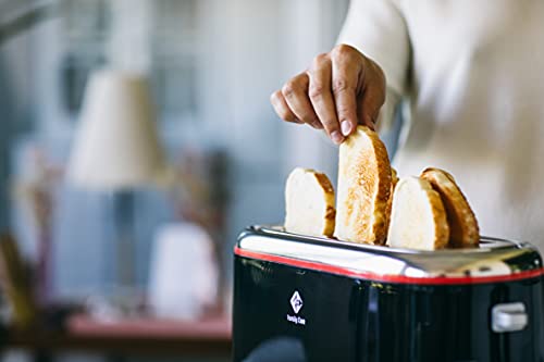 Family Care Tostadora de Pan Ancho y Largo, Tostadora Pan Doble Ranura Larga 1300 W, Tostador Pan 2 Ranuras Anchas con Función Cancelar y Descongelar, 7 Niveles de Tueste, Acero Inox