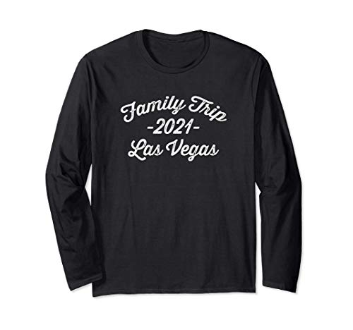 Family Trip 2021 Las Vegas Nevada Vintage Group Vacation Manga Larga