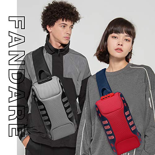 FANDARE Antirrobo Bolso Pecho Sling Crossbody Bag Hombre Mujer Bolsos Cruzados con USB Bandoleras Cruzada Mochilas Bolsas de automoción para Viaje Deportes Ciclismo Montañismo Impermeable Gris