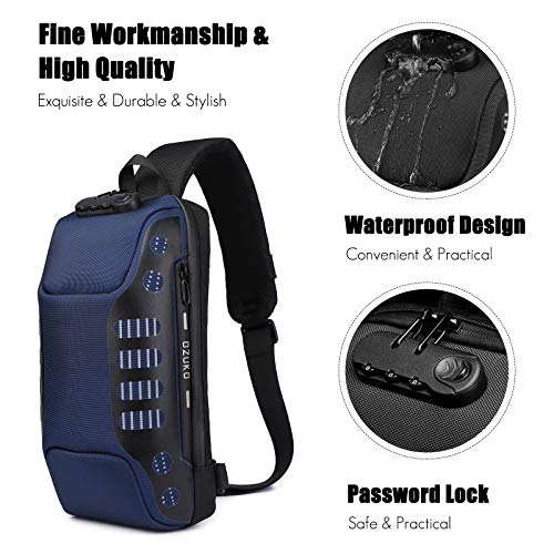 FANDARE Antirrobo Bolso Pecho Sling Crossbody Bag Hombre Mujer Bolsos Cruzados con USB Bandoleras Cruzada Mochilas Bolsas de automoción para Viaje Deportes Ciclismo Montañismo Impermeable Gris