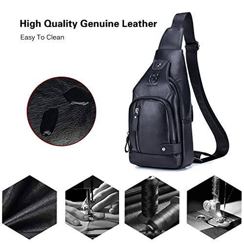 FANDARE Bolso Pecho Cuero Bolsos de Hombre Pecho Sling Crossbody Bag Bolsos Cruzados Bandoleras Cruzada Mochilas y Bolsas de automoción Viaje Deportes Ciclismo Montañismo Durable Impermeable Negro