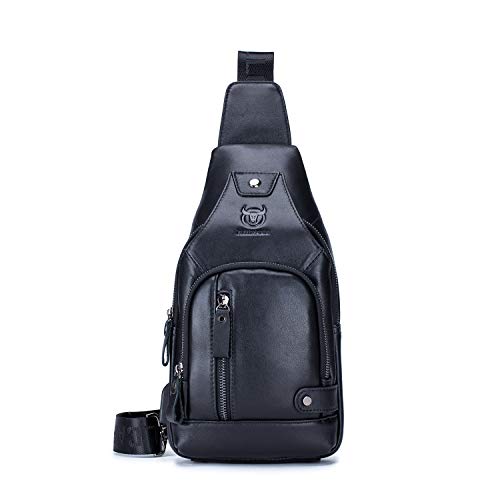 FANDARE Bolso Pecho Cuero Bolsos de Hombre Pecho Sling Crossbody Bag Bolsos Cruzados Bandoleras Cruzada Mochilas y Bolsas de automoción Viaje Deportes Ciclismo Montañismo Durable Impermeable Negro