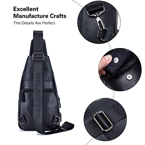 FANDARE Bolso Pecho Cuero Bolsos de Hombre Pecho Sling Crossbody Bag Bolsos Cruzados Bandoleras Cruzada Mochilas y Bolsas de automoción Viaje Deportes Ciclismo Montañismo Durable Impermeable Negro