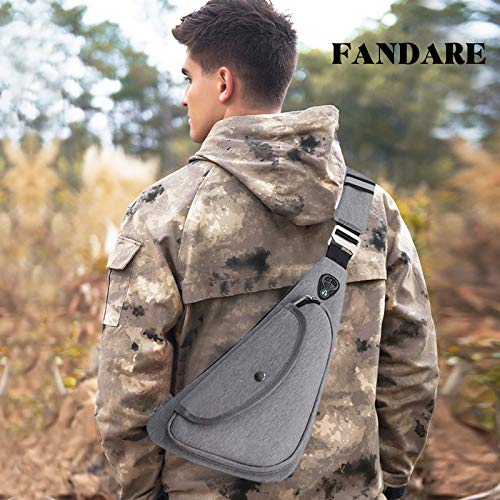 FANDARE Ultraligero Bolsos Cruzados Bandoleras Hombre Bolsa de Pecho Niño Sling Bag para Deportiva Viaje Ciclismo Hiking Camping Aptitud Casual Daypacks Gris