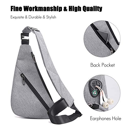 FANDARE Ultraligero Bolsos Cruzados Bandoleras Hombre Bolsa de Pecho Niño Sling Bag para Deportiva Viaje Ciclismo Hiking Camping Aptitud Casual Daypacks Gris