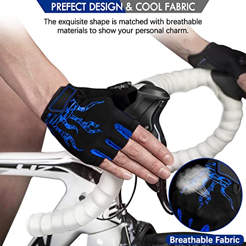 Faneam Antideslizante Guantes de Ciclismo Verano Medio Dedo Guantes de Bicicleta Montaña para Hombre Mujer, Transpirable Guantes Cortos MTB Gel Guantes Cortos Deportivos Moto, Unisexo