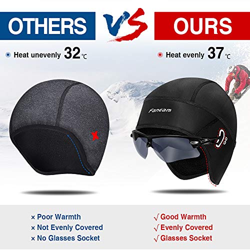 Faneam Gorros de Deporte Invierno Mujer Térmico Gorras de Ciclismo Hombre Transpirable a Prueba de Viento Gorro Ciclismo Deportivo Cálidos Forro de Casco Gorra para Correr Moto Esquí (Negro-Hombre)