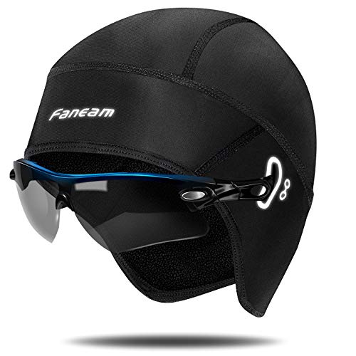 Faneam Gorros de Deporte Invierno Mujer Térmico Gorras de Ciclismo Hombre Transpirable a Prueba de Viento Gorro Ciclismo Deportivo Cálidos Forro de Casco Gorra para Correr Moto Esquí (Negro-Hombre)