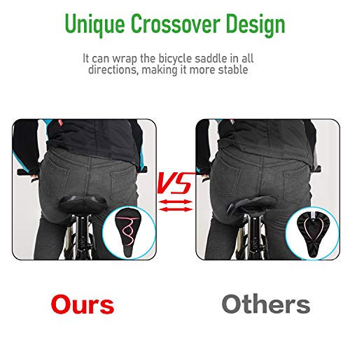 Faneam Grande Funda Sillin Bicicleta Gel Comodo Sillín Cubre Bicicleta Asiento Transpirable Cubre Sillín Gel Bicicleta Fundas para Sillin Bici Montaña, con Funda Impermeable (28cm X 17.5cm)