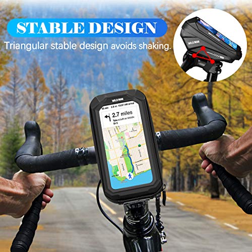 Faneam Impermeable Bolsas de Bicicleta Gran Capacidad Bolsa para Manillar Bici Bolsa Manillar Bicicleta Cuadro con Pantalla Táctil Bolsa Cuadro Bici Soporte Telefono hasta 6,5 Pulgadas(Negro)