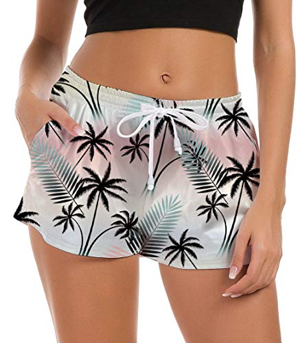 Fanient - Pantalones cortos de verano para mujer, bañador, short de baño, de secado rápido, para playa, deportes acuáticos, deporte, yoga, entrenamiento, con bolsillos, A1-ahawaii Style, 34