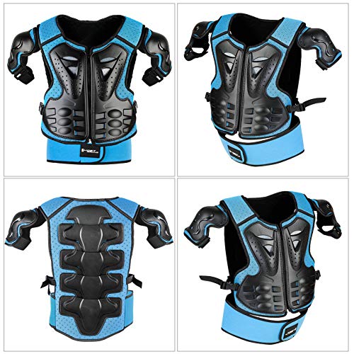 Fansport 5 Piezas Motos Ropa Protectora Niños,Rodillera Transpirable Protector de Pecho Equipo de protección para Motocross,Ciclismo,Esquí,Patinaje (Blue)