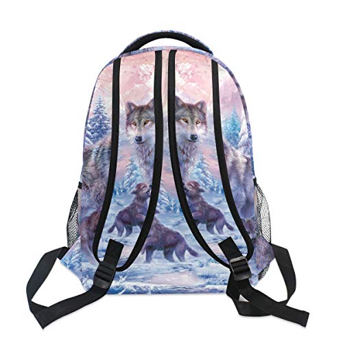 FANTAZIO Mochilas Lobos Invierno Mochila escolar Daypack