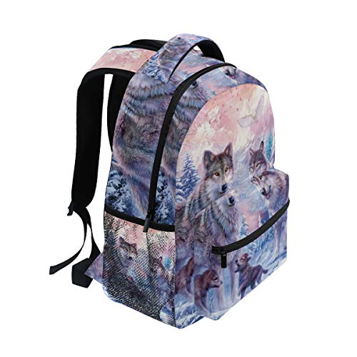 FANTAZIO Mochilas Lobos Invierno Mochila escolar Daypack