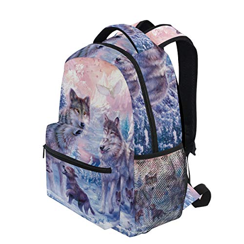 FANTAZIO Mochilas Lobos Invierno Mochila escolar Daypack