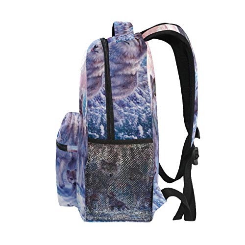 FANTAZIO Mochilas Lobos Invierno Mochila escolar Daypack