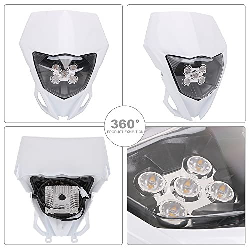 Faro Moto,Faros Universales LED carenado Faro Moto Enduro para K.T.M la mayoría de la Motocicleta Dirt Bike Motocross Enduro Supermoto-Blanco