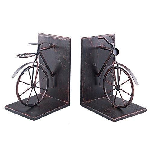 Fasmov Sujeta Libros de Metal Estilo Vintage Bicicleta Resistente Soporte Libros Antideslizante para Sujetalibros Art Soporte para Libros, Bronce