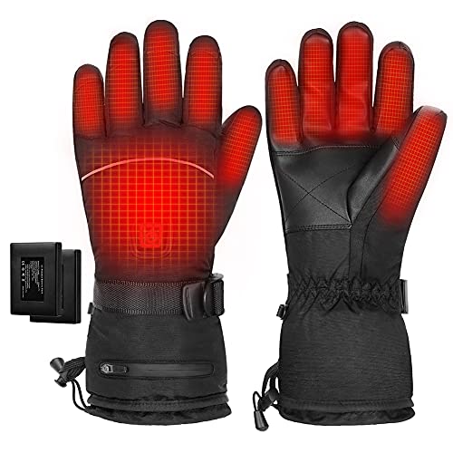 Fasola Guantes Calefactables, 3.7V 4000mAh Batería Recargable Guantes Electricos para Hombres Mujeres, Guantes Calefactores Lavable para Esquí Caza Pesca Equitación Ciclismo Motocicleta - L