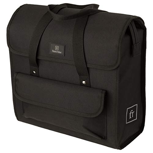 FastRider Luxe Shopper Bolsa para Bicicleta para Portaequipajes, Alforja Bicicleta 23 litros, Reflectante, Fácil de Montar, Material Sostenible Re Think - Negro - 23L