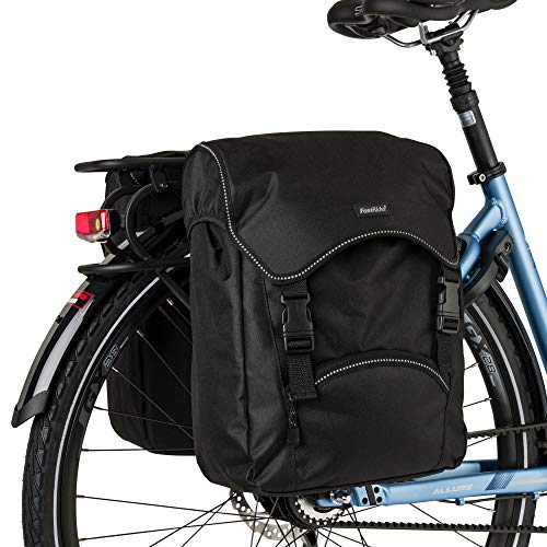 FastRider Unibag Traffic Bolsa para Portaequipajes, Alforja 28 l para Bicicleta, Bolsa Repelente al Agua para Bicicleta, Reflectante, Poliéster Reciclado 100% - Negro