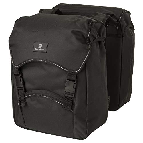 FastRider Unibag Traffic Bolsa para Portaequipajes, Alforja 28 l para Bicicleta, Bolsa Repelente al Agua para Bicicleta, Reflectante, Poliéster Reciclado 100% - Negro