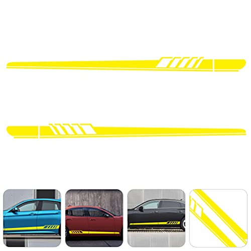 FAVOMOTO Auto Cuerpo Puerta Lado Stripte Gráfico Etiqueta Etiqueta de Vinilo Calcomanías Deportes Racing Raya Capucha Automotráal Calcomanías Decoración Amarillo 88. 42 X 4. 52In