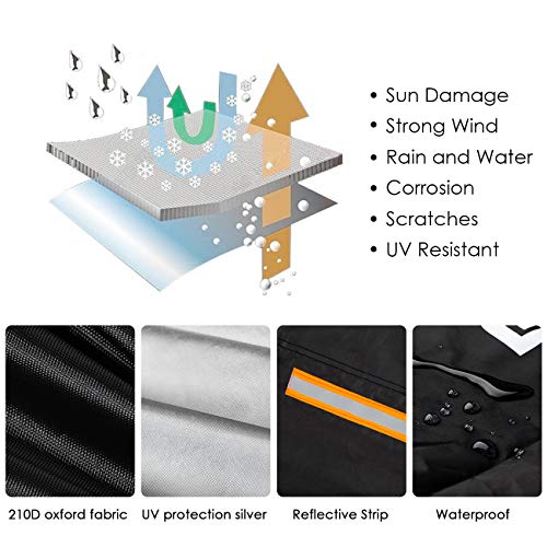 Favoto Funda para Moto Cubierta de la Moto 210D Impermeable Protectora a Prueba de Sol Lluvia Polvo Viento Nieve Excremento de Pájaro al Aire Libre XXL Negro+Naranja