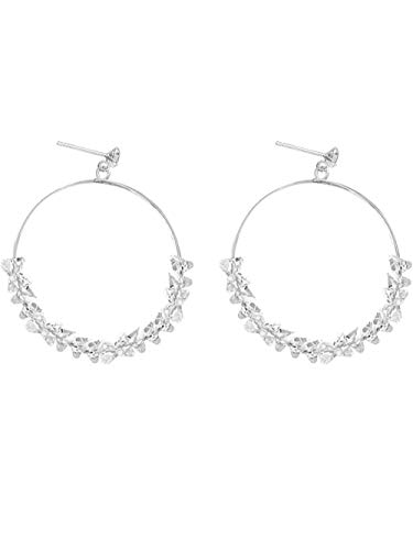 FCQCWXAM Pendientes Irregular White Gravel Circle Design S925 Pendientes De Botón De Plata Esterlina Mujeres Exageradas