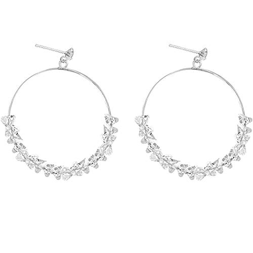 FCQCWXAM Pendientes Irregular White Gravel Circle Design S925 Pendientes De Botón De Plata Esterlina Mujeres Exageradas