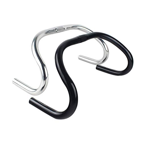 FDSJKD 2021 Sólido Carretera Bike Handlebar Muerto Coaster Barra Barra Bicicleta Montaña Carretera Bicicleta Aleación Brazo Resto Manillar (Color : Silver)